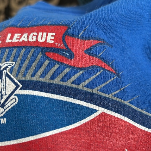 VTG 90’s Delta Pro Weight Chicago Cubs Crewneck LS Tee Big Back Logo Blue Red - Picture 7 of 7